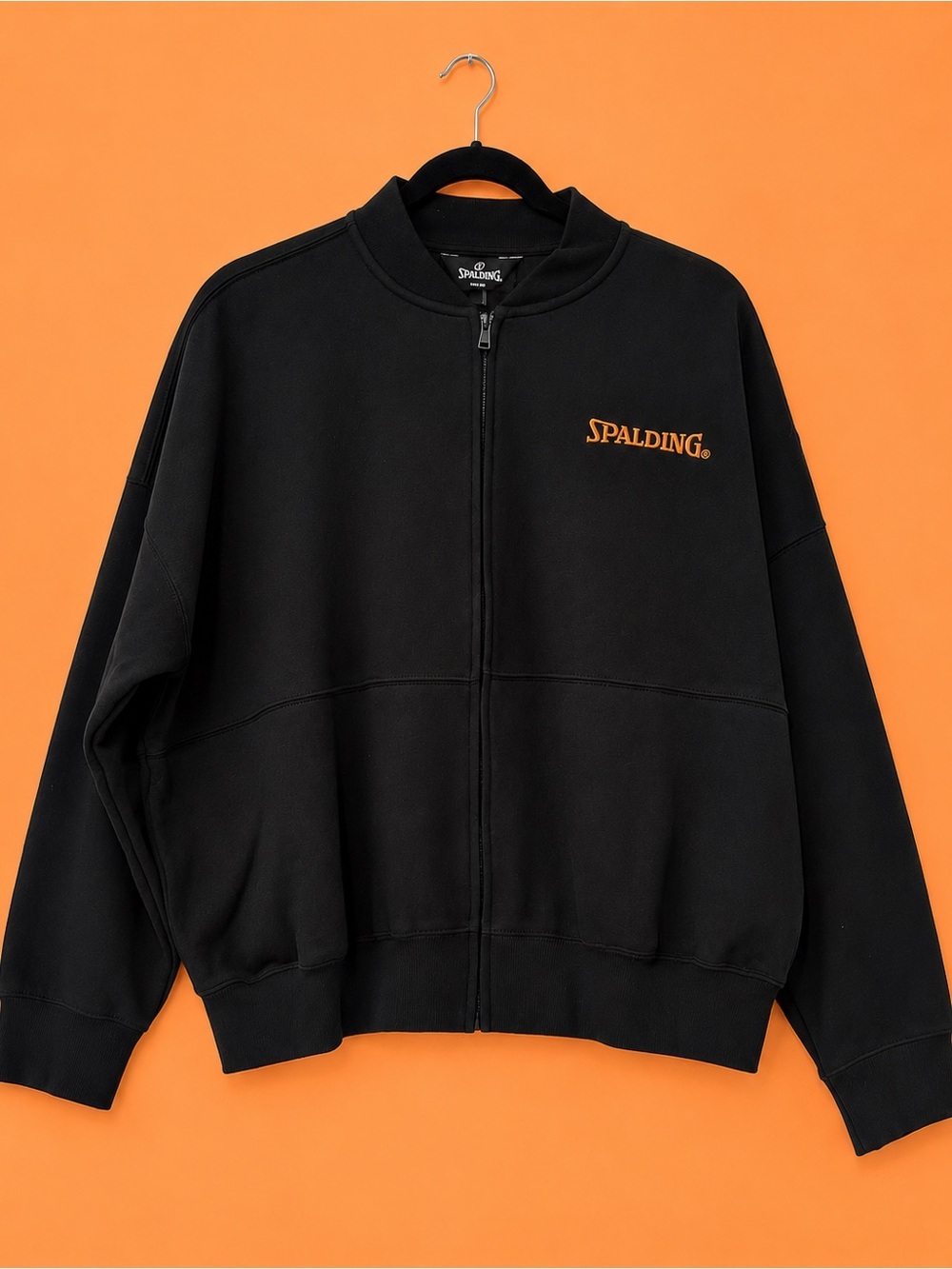 Spalding Black Zip Jacket with Orange Logo